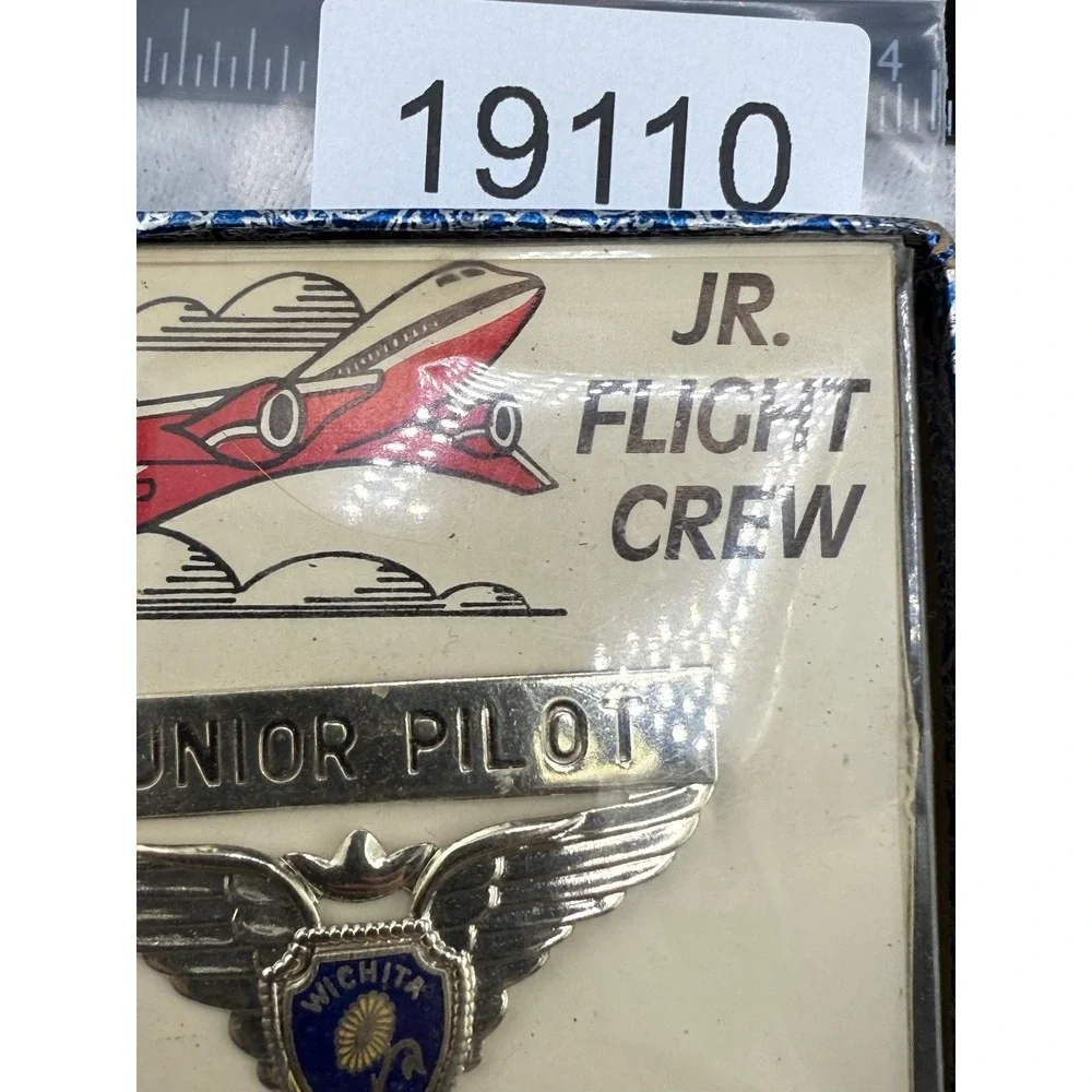 Vintage Junior Flight Crew Brooch Pin Wichita, Kansas‎ In Box